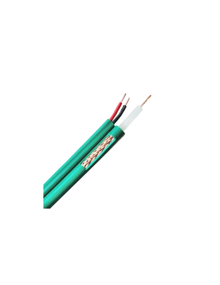 MARCA BLANCA Cable coaxial KX6 - Vídeo y alimentación - Rollo de 100 m