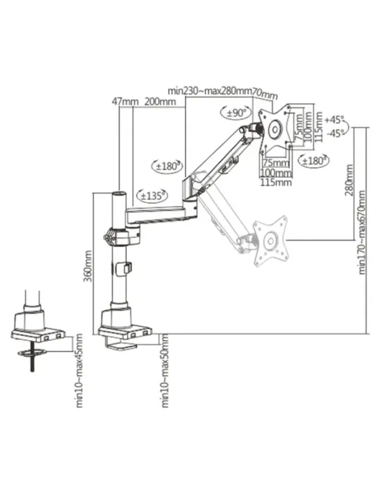 MARCA BLANCA Brazo para monitor - Instalación en mesa - Peso soportado
