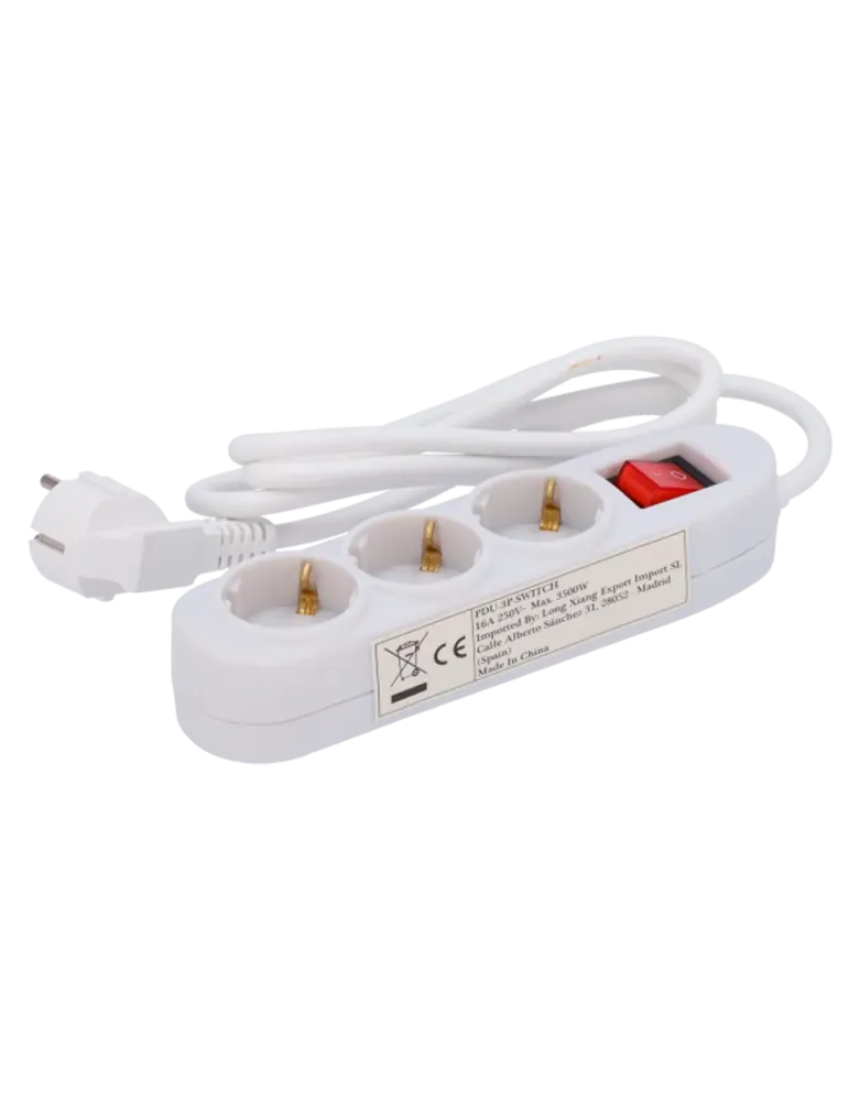 MARCA BLANCA Regleta - 3 salidas hasta 250VAC / 16 A max. - Interrupto