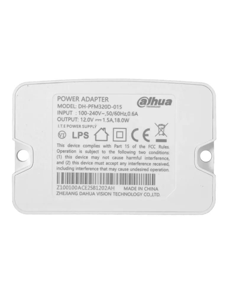 DAHUA Alimentador electrónico Branded - DC 12 V / 1500 mA - Reducidas