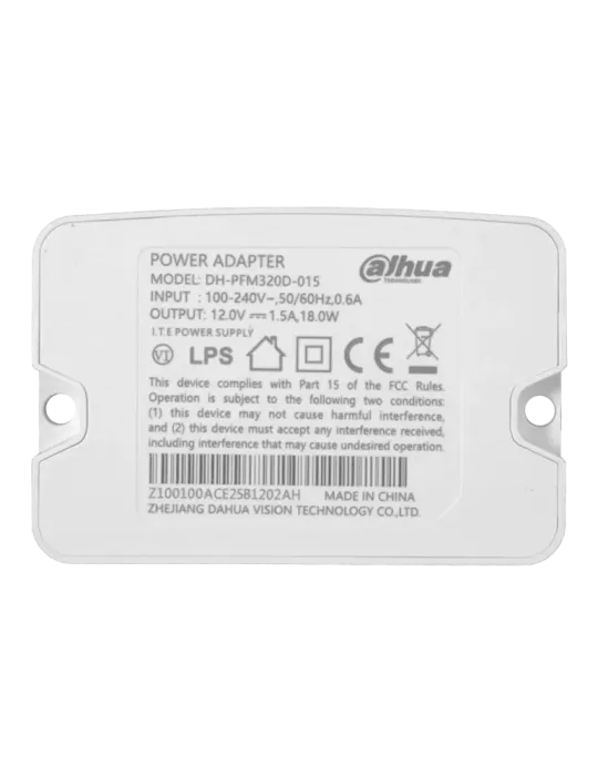 DAHUA Alimentador electrónico Branded - DC 12 V / 1500 mA - Reducidas