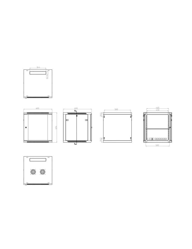 MARCA BLANCA Armario rack para pared - Hasta 12U rack de 19″(600*600)