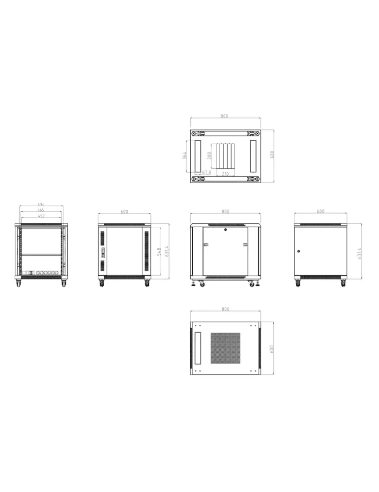 MARCA BLANCA Armario rack para suelo - Hasta 12U rack de 19″(600*800)