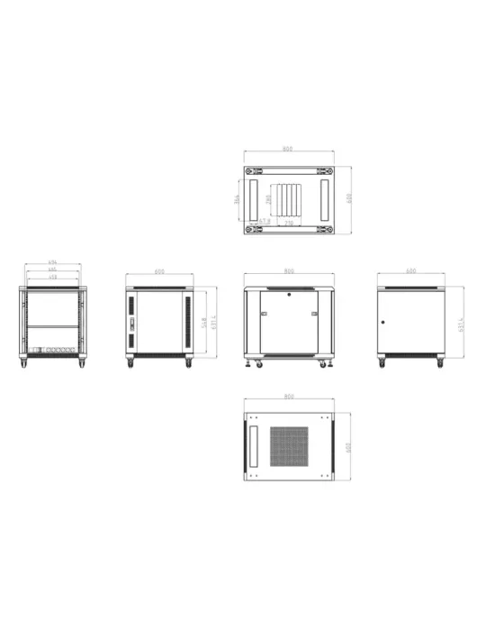MARCA BLANCA Armario rack para suelo - Hasta 12U rack de 19″(600*800)