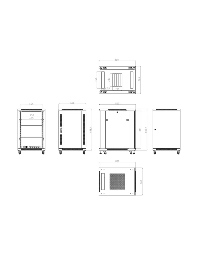MARCA BLANCA Armario rack para suelo - Hasta 18U rack de 19″(600*800)