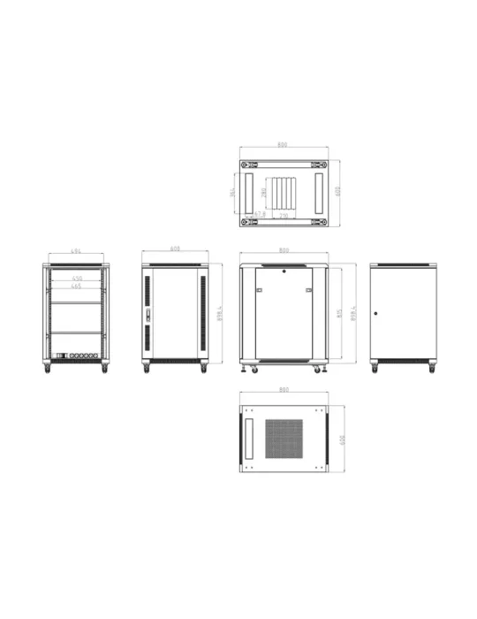 MARCA BLANCA Armario rack para suelo - Hasta 18U rack de 19″(600*800)
