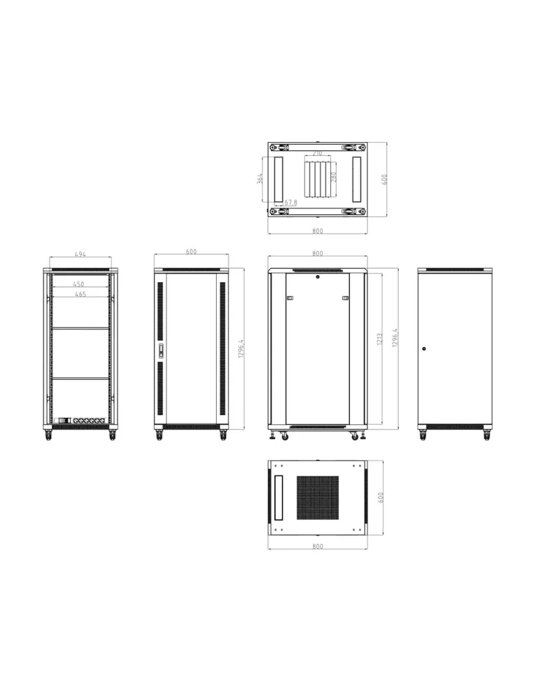 MARCA BLANCA Armario rack para suelo - Hasta 27U rack de 19″(600*800)