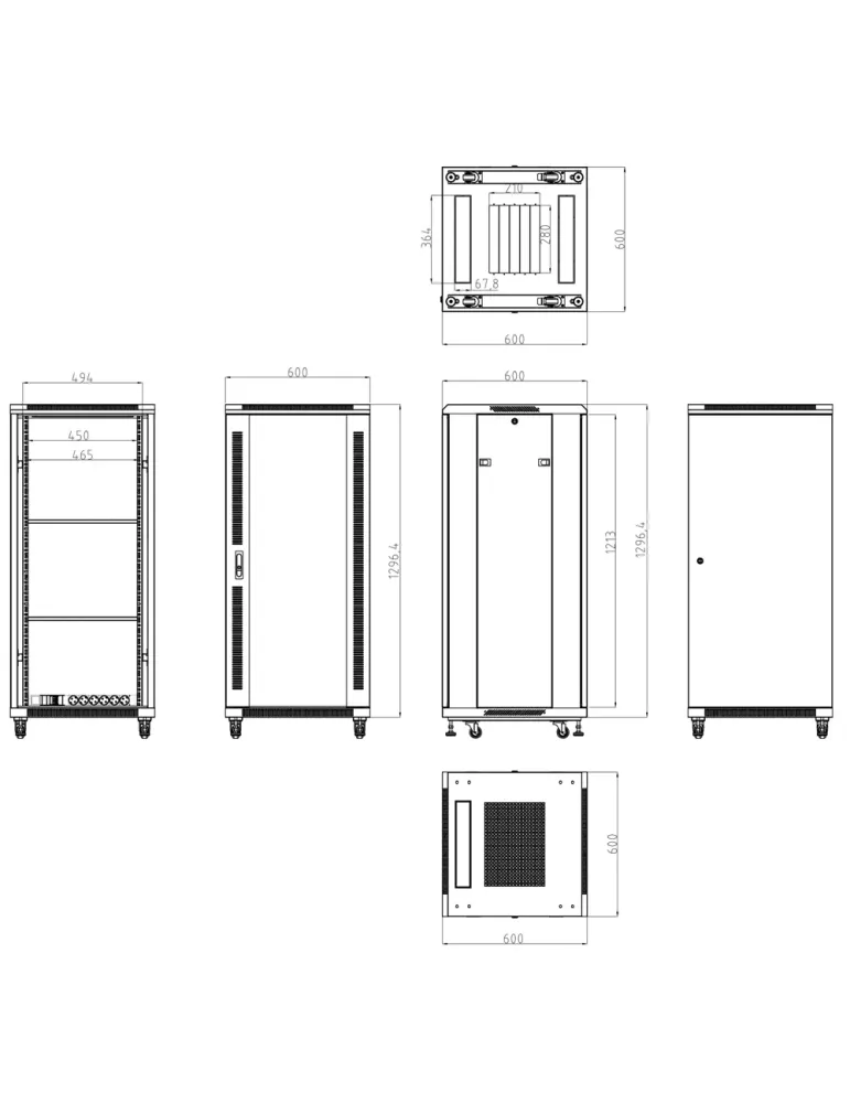 MARCA BLANCA Armario rack para suelo - Hasta 27U rack de 19″(600*600)