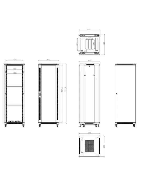 MARCA BLANCA Armario rack para suelo - Hasta 37U rack de 19″(600*600)