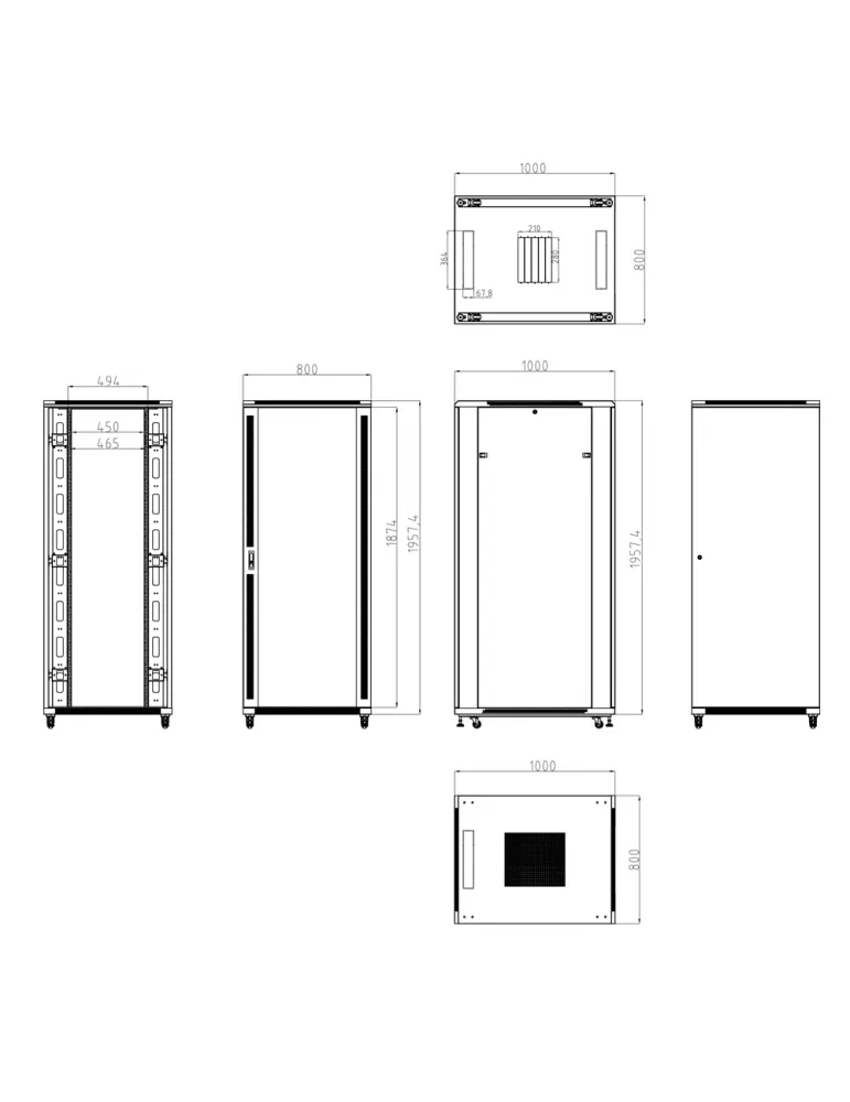 MARCA BLANCA Armario rack para suelo - Hasta 42U rack de 19″(800*1000)