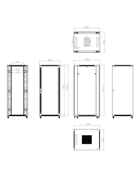 MARCA BLANCA Armario rack para suelo - Hasta 42U rack de 19″(800*1000)