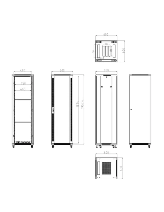 MARCA BLANCA Armario rack para suelo - Hasta 42U rack de 19″ (600*600)