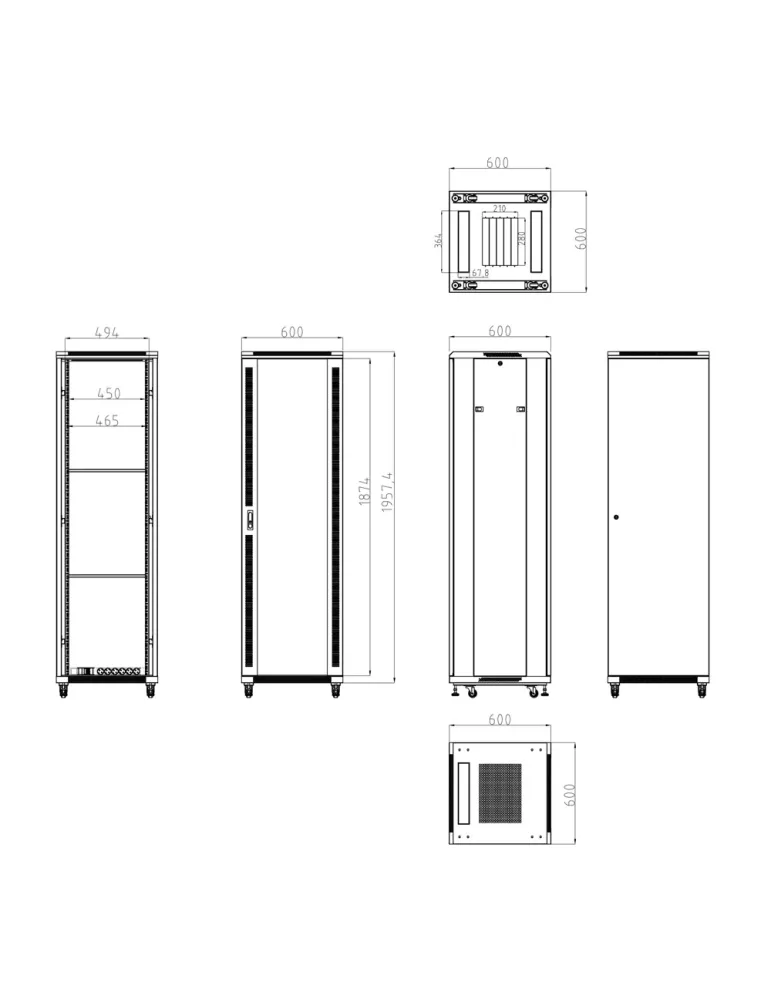 MARCA BLANCA Armario rack para suelo - Hasta 42U rack de 19″ (600*600)
