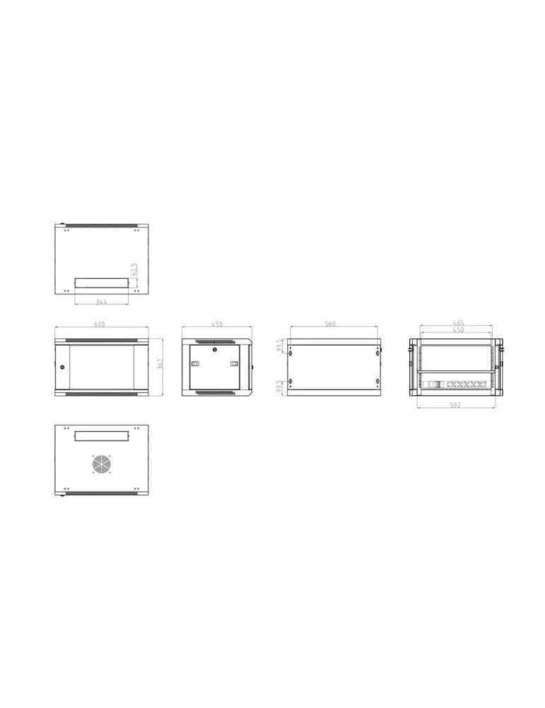 MARCA BLANCA Armario rack para pared - Hasta 6U rack de 19″ - Hasta 60