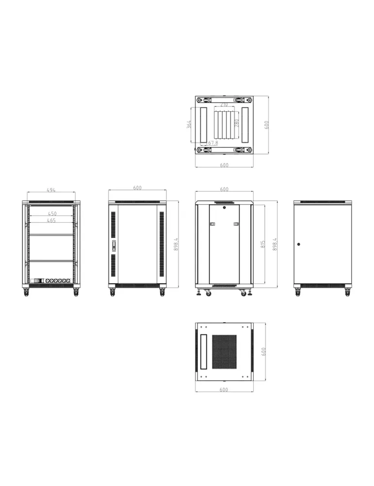 MARCA BLANCA Armario rack para suelo - Hasta 18U rack de 19″ - Hasta 8