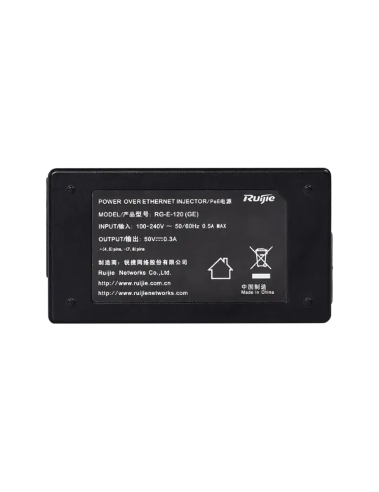 REYEE Ruijie - Inyector PoE IEEE802.3af - Puertos RJ45 10/100/1000 Mbp