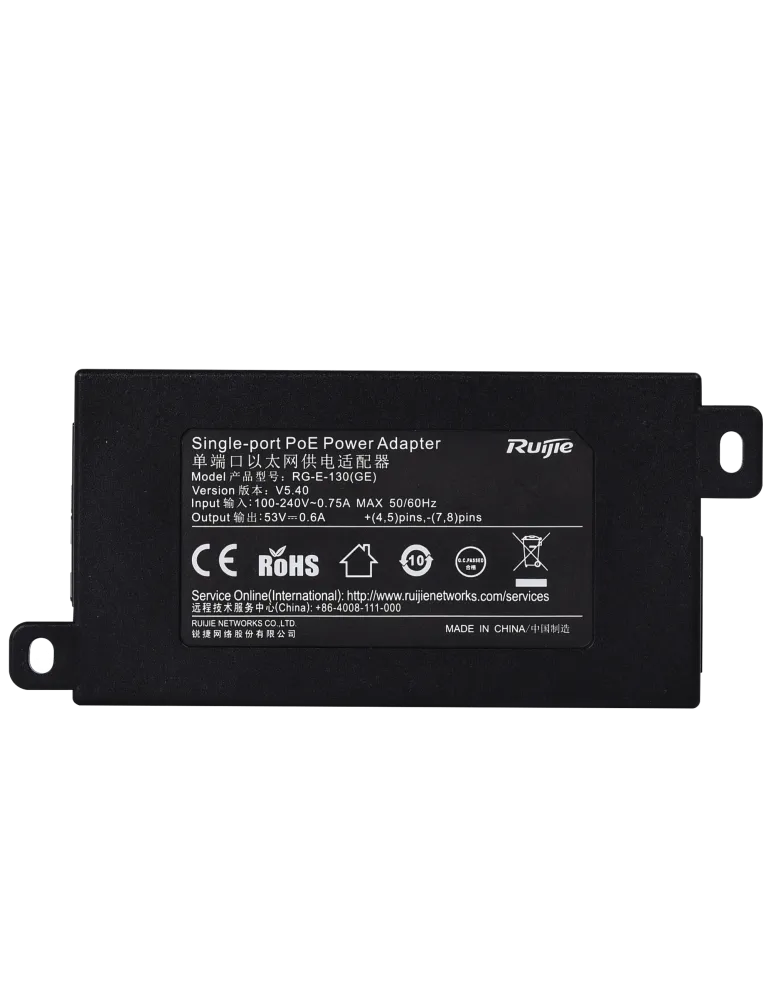 REYEE Ruijie - Inyector PoE IEEE802.3at - Puertos RJ45 10/100/1000 Mbp