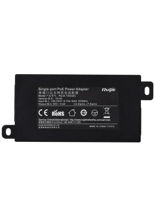 REYEE Ruijie - Inyector PoE IEEE802.3at - Puertos RJ45 10/100/1000 Mbp