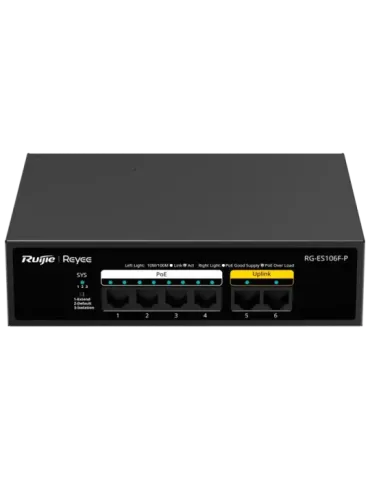 Reyee Switch PoE Sobremesa - Carcasa Metal - 6 puertos RJ45 10/100 Mbp