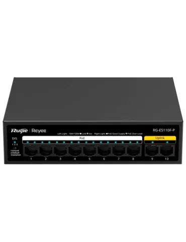 Reyee Switch PoE Sobremesa - Carcasa Metal - 8 puertos RJ45 10/100 Mbp