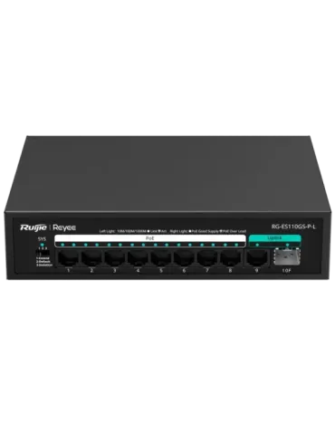 Reyee Switch PoE Sobremesa - 8 Puertos RJ45 + 1 Uplink RJ45 + 1 Uplink