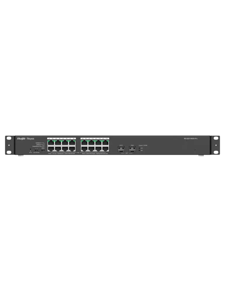 Reyee Switch PoE Sobremesa - 16 Puertos RJ45 + 2 Uplink SFP - 16 Puert