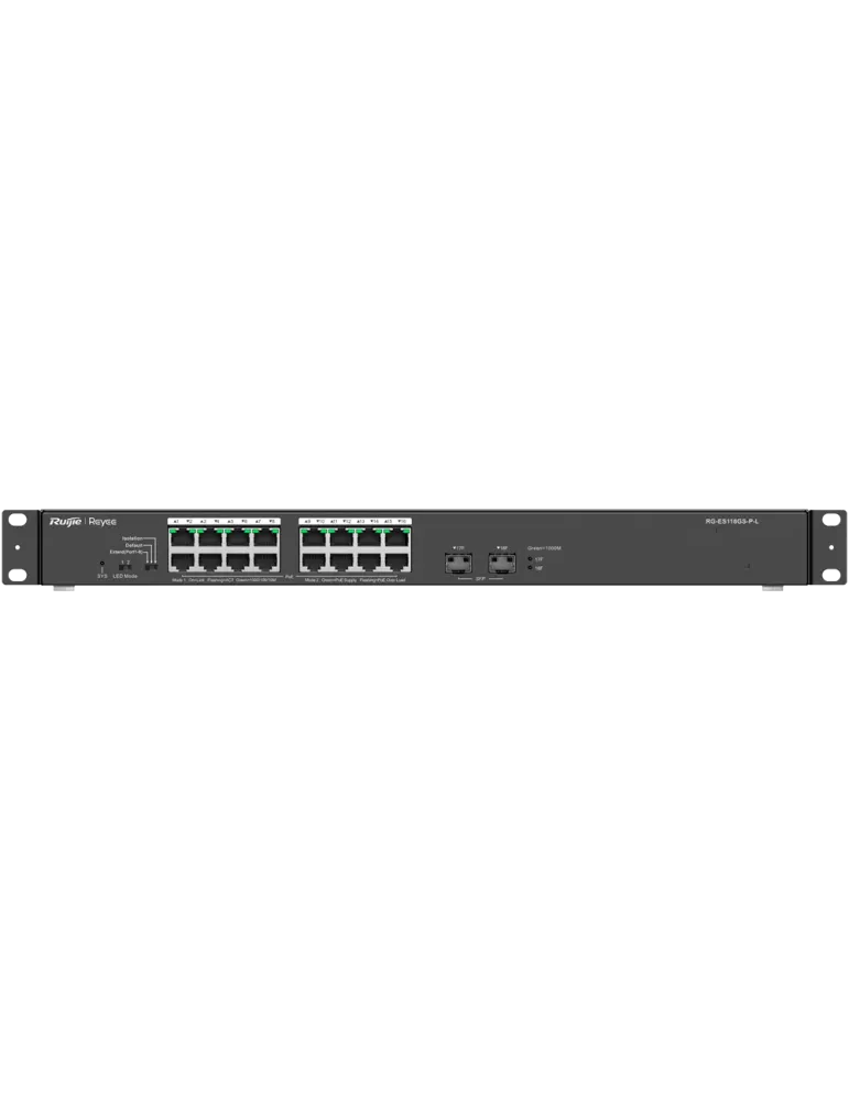 Reyee Switch PoE Sobremesa - 16 Puertos RJ45 + 2 Uplink SFP - 16 Puert