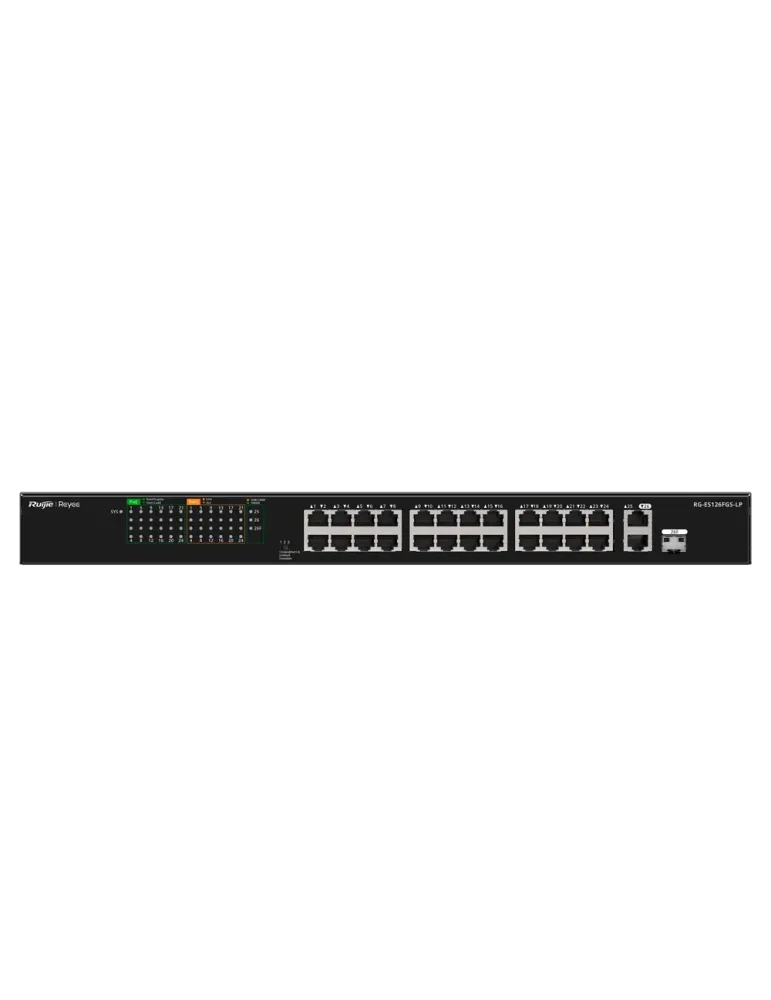 Reyee Switch PoE Enracable - 24 Puertos RJ45 + 1 Uplink RJ45 + 1 SFP C