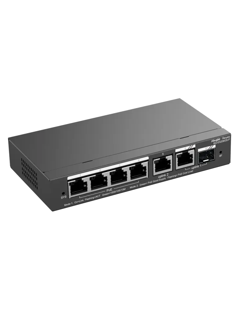 Reyee Switch PoE Cloud - 4 Puertos PoE + 2 Puertos Rj45 + 1 SFP Combo