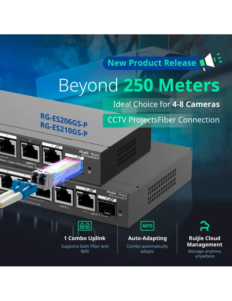 Reyee Switch PoE Cloud - 4 Puertos PoE + 2 Puertos Rj45 + 1 SFP Combo