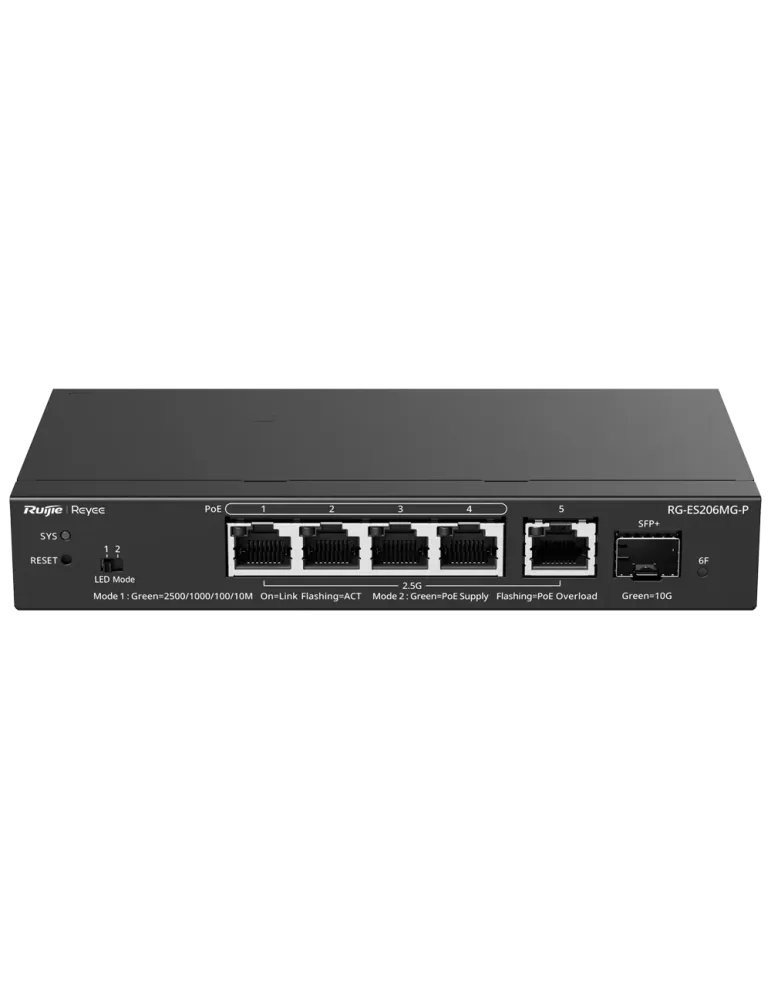 Reyee Switch PoE Cloud Capa 2 - 5 puertos PoE MultiGigabit y 10Gbps SF