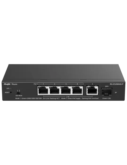 Reyee Switch PoE Cloud Capa 2 - 5 puertos PoE MultiGigabit y 10Gbps SF