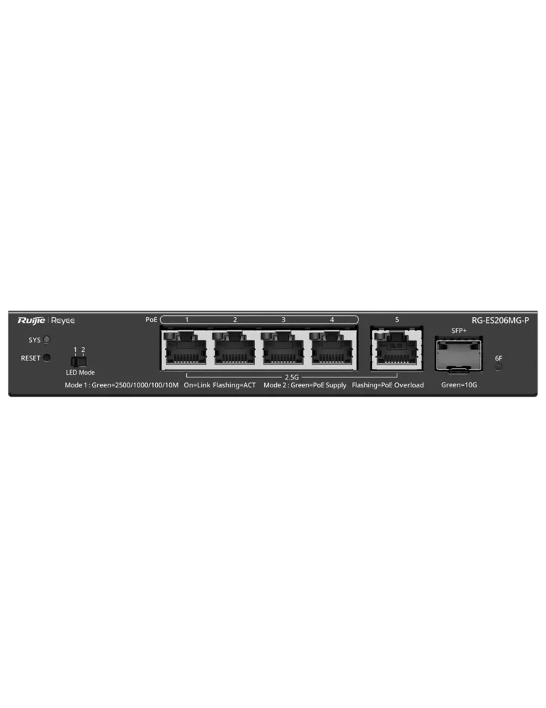 Reyee Switch PoE Cloud Capa 2 - 5 puertos PoE MultiGigabit y 10Gbps SF