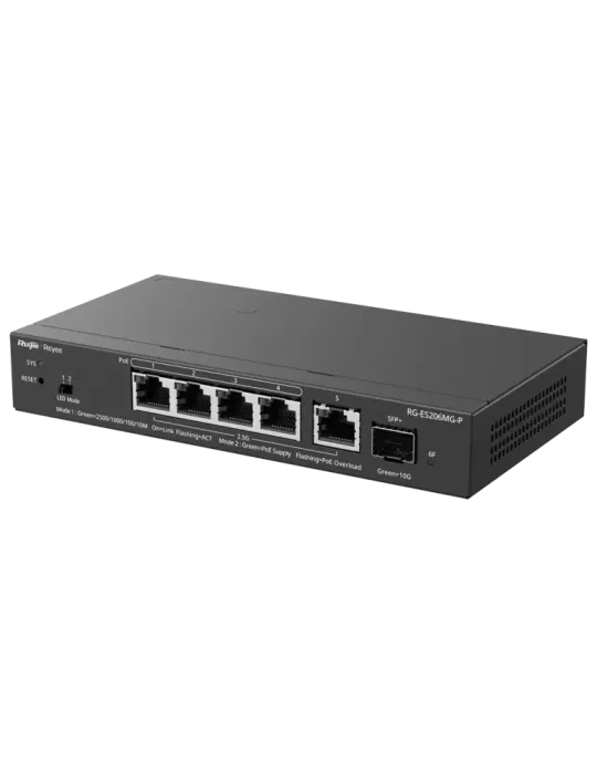 Reyee Switch PoE Cloud Capa 2 - 5 puertos PoE MultiGigabit y 10Gbps SF