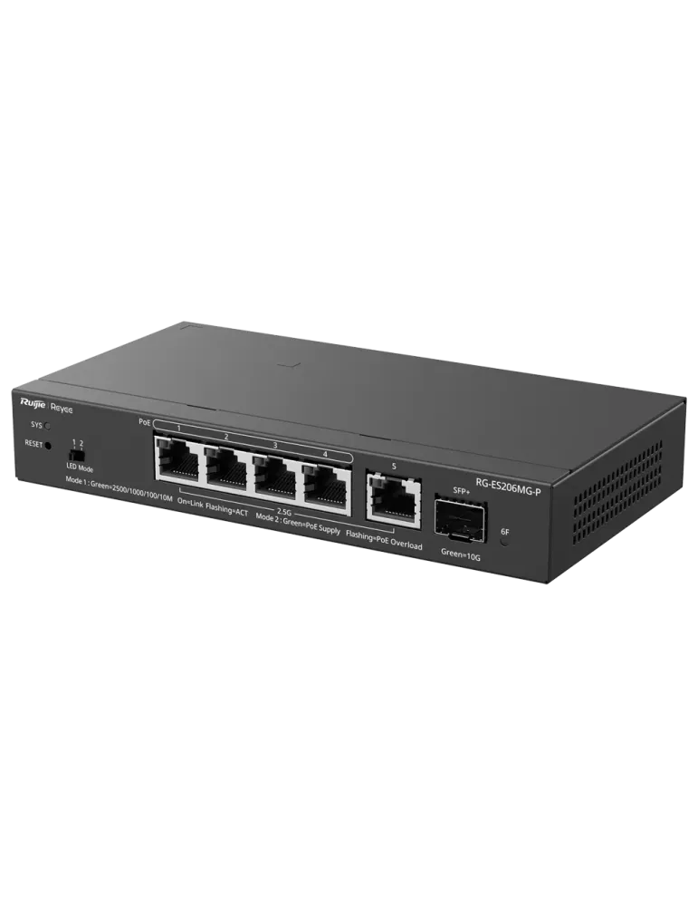 Reyee Switch PoE Cloud Capa 2 - 5 puertos PoE MultiGigabit y 10Gbps SF