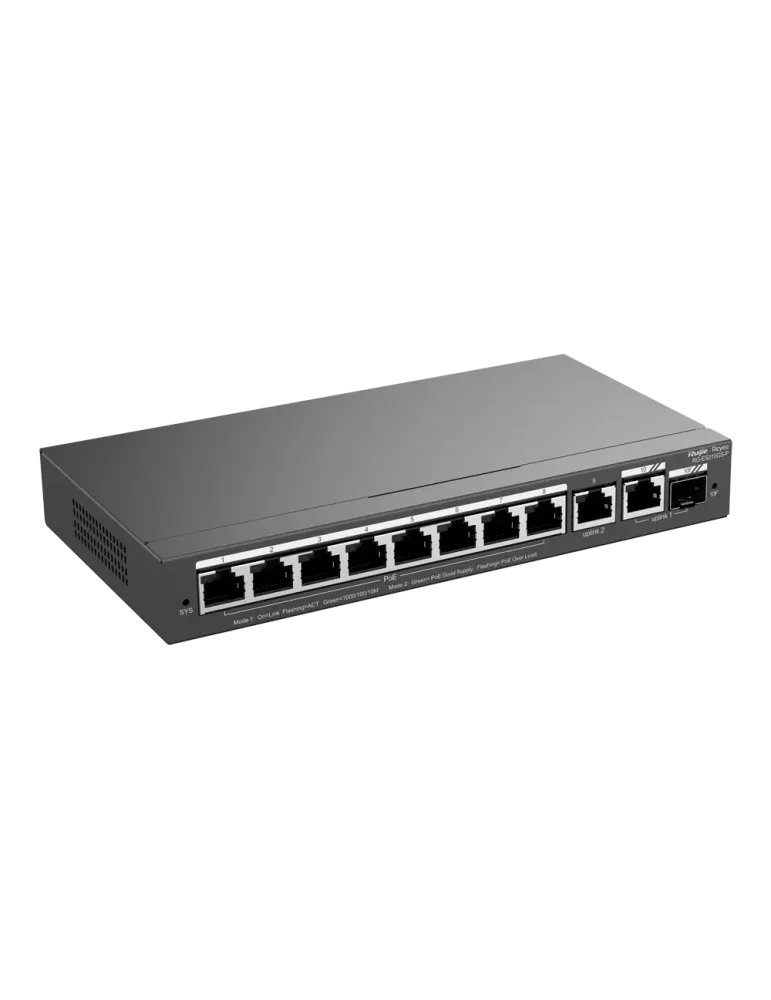 Reyee Switch PoE Cloud Gestionable - 8 puertos PoE + 2 Uplink RJ45 + 1