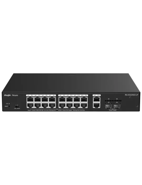 Reyee Switch PoE Cloud Gestionable - 16 PoE 802.3af/at + 2 SFP + 2 upl