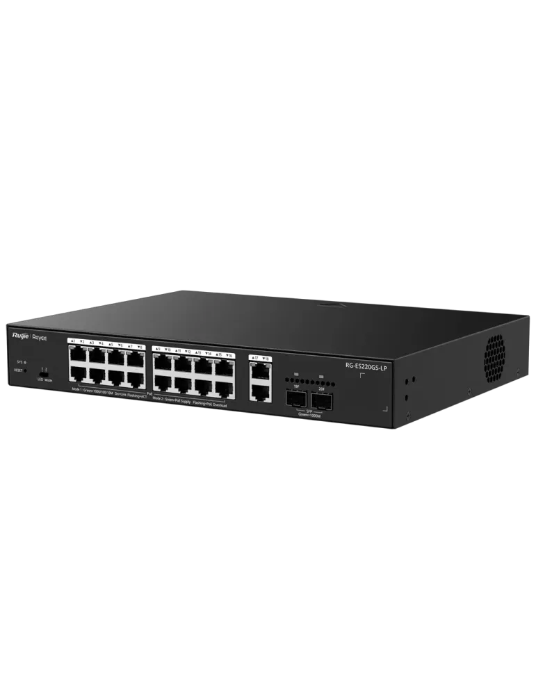 Reyee Switch PoE Cloud Gestionable - 16 PoE 802.3af/at + 2 SFP + 2 upl