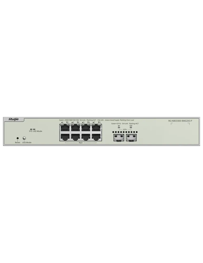 Reyee Switch PoE Cloud Capa 2 - 8 puertos PoE MultiGigabit+ 2 10Gbps S