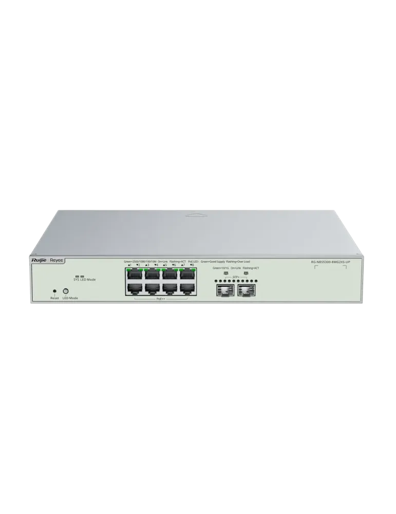 Reyee Switch Cloud Gestionable L3 - 8 puertos Hi-PoE RJ45 + 2 puertos