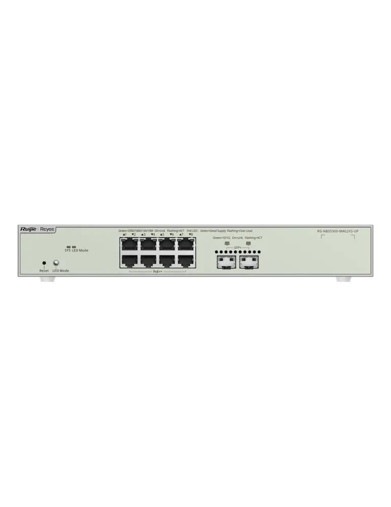 Reyee Switch Cloud Gestionable L3 - 8 puertos Hi-PoE RJ45 + 2 puertos