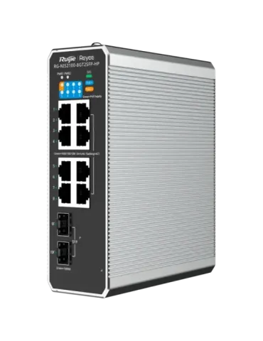 Reyee Switch Industrial PoE Cloud Capa 2 - 8 puertos RJ45+ Gigabit + 2