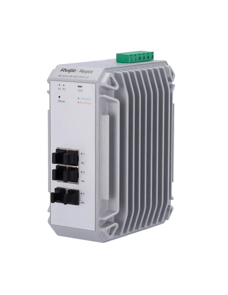 Reyee Switch Industrial PoE Cloud Capa 2 - 4 puertos PoE+ Gigabit + 2