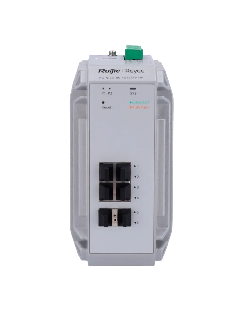 Reyee Switch Industrial PoE Cloud Capa 2 - 4 puertos PoE+ Gigabit + 2