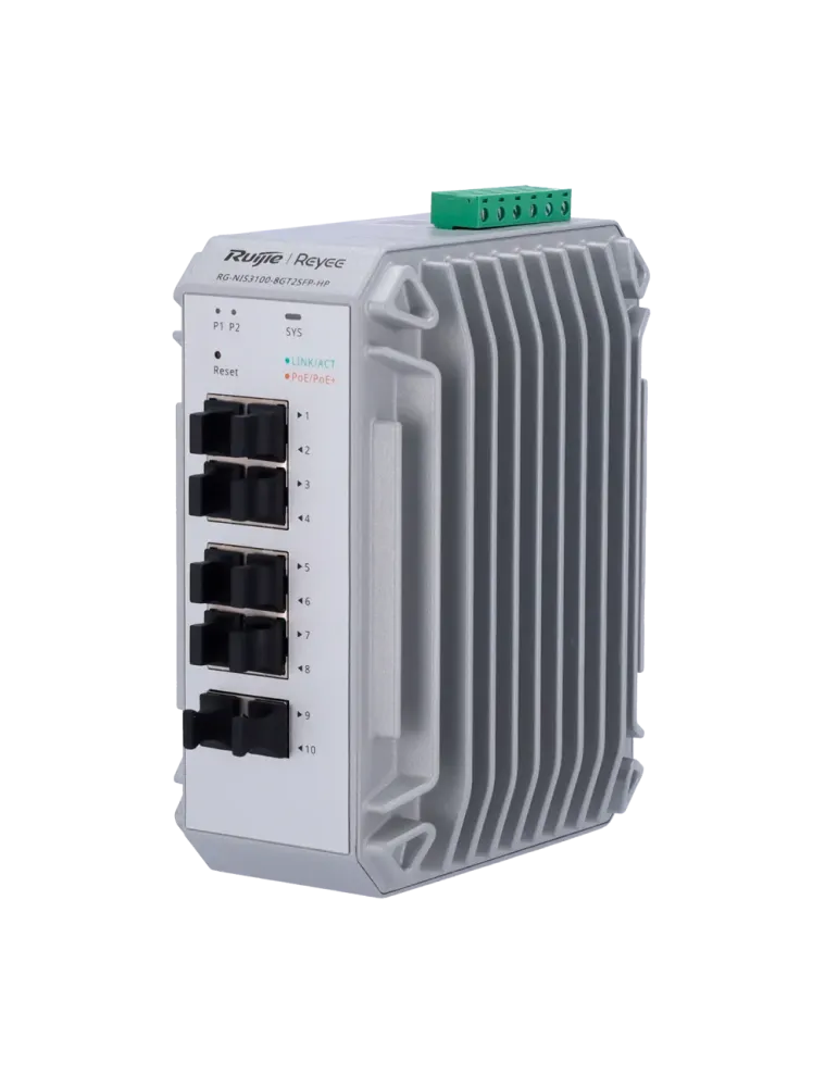 Reyee Switch Industrial PoE Cloud Capa 2 - 8 puertos PoE+ Gigabit + 2