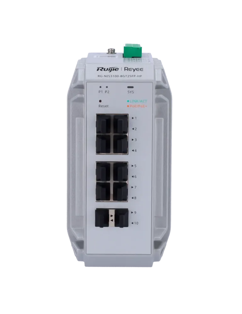 Reyee Switch Industrial PoE Cloud Capa 2 - 8 puertos PoE+ Gigabit + 2