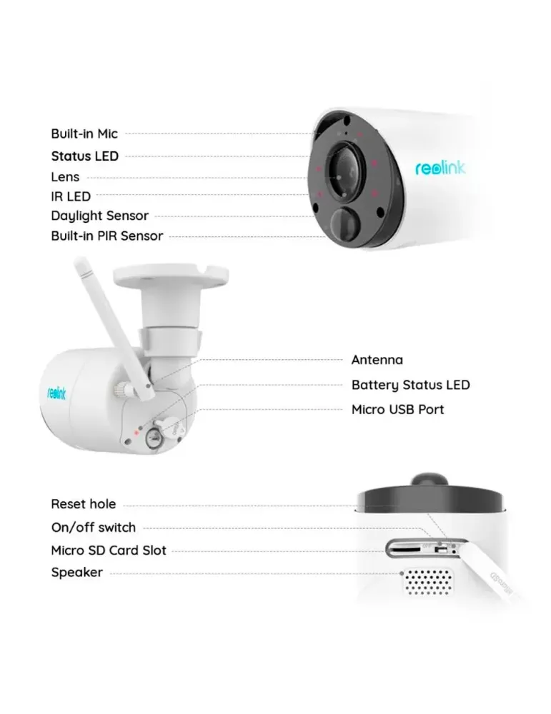 Reolink Camara WiFi a Batería - 3MP (2304 x 1296) - IR 10 m / Sirena -