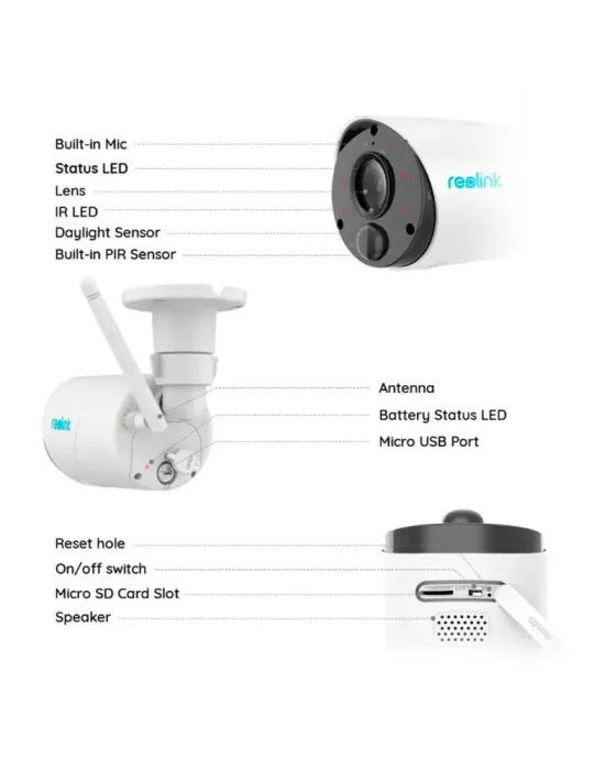 Reolink Camara WiFi a Batería - 3MP (2304 x 1296) - IR 10 m / Sirena -