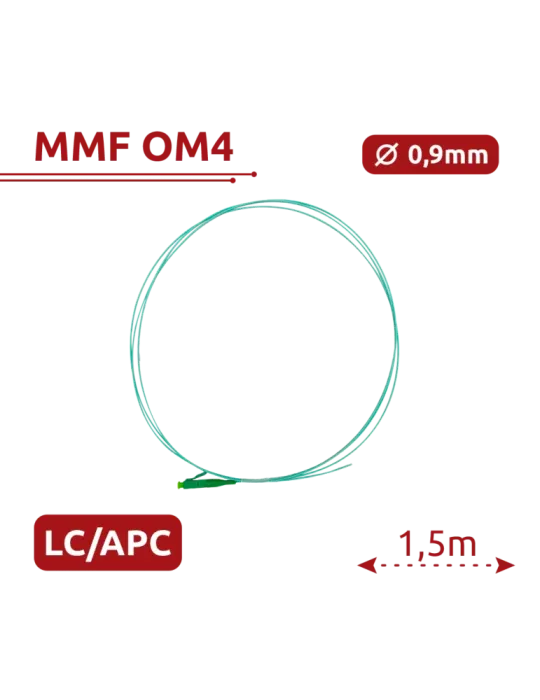 SAFIRE Pigtail de fibra óptica - Fibra multimodo OM4 - Conector LC APC