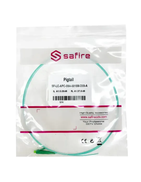 SAFIRE Pigtail de fibra óptica - Fibra multimodo OM4 - Conector LC APC